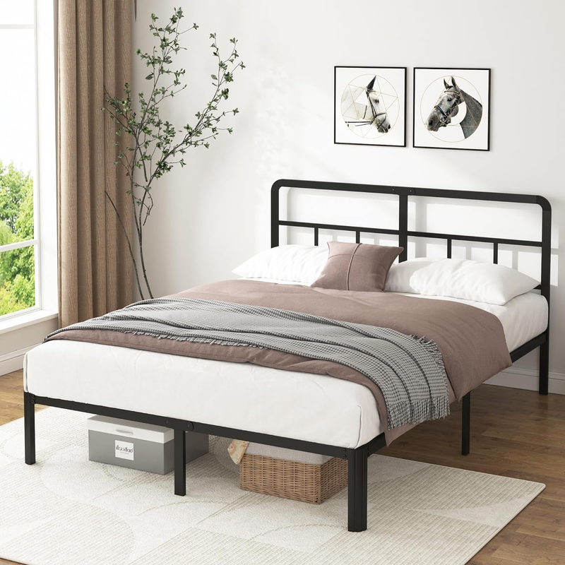 With Headboard,platform Bed With Round Corner Legs,