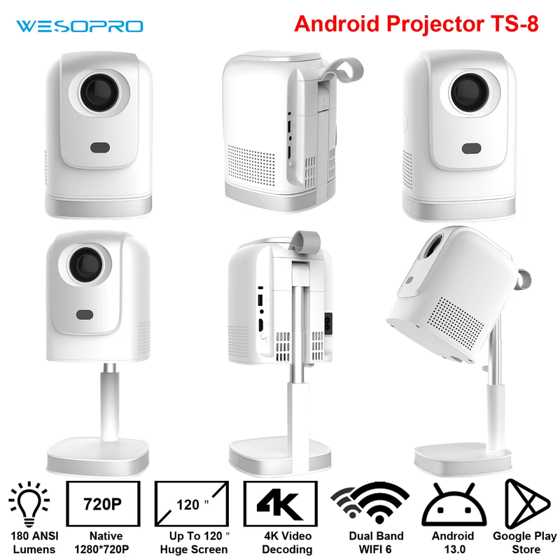 Smart Mini Hidden lifting Gimbal Projector 4K Portable with Wifi 6 Bluetooth 5.0