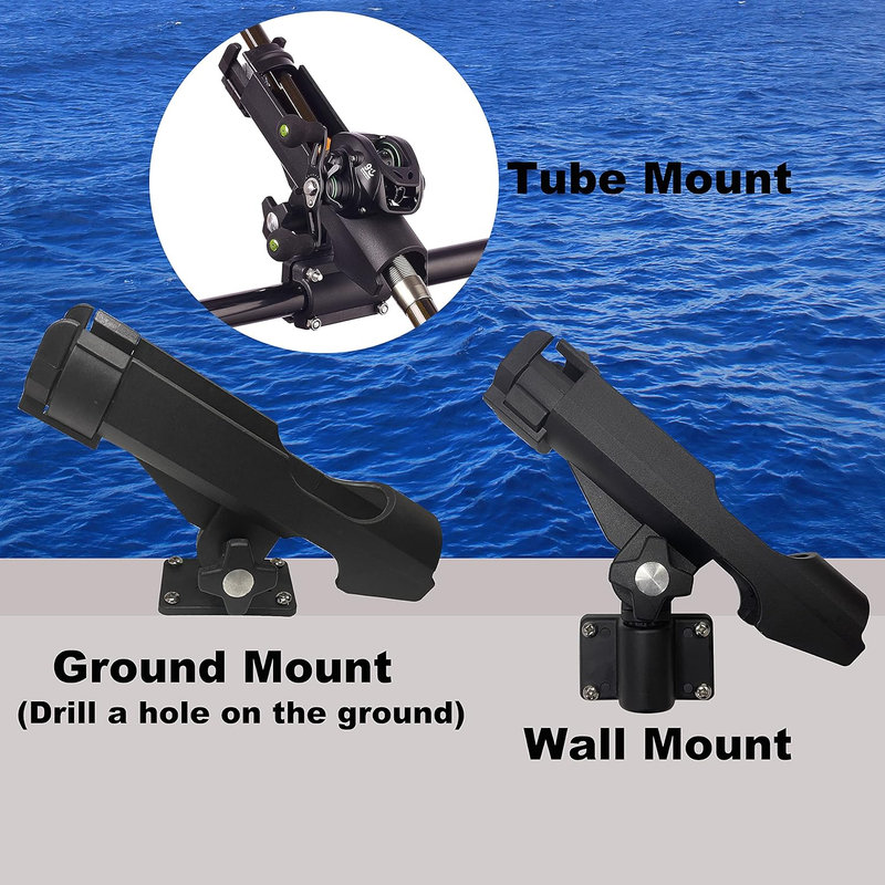 HiUmi Adjustable Black Fishing Rod Holder for Boat Kayak Swivel Side Mount Ki...