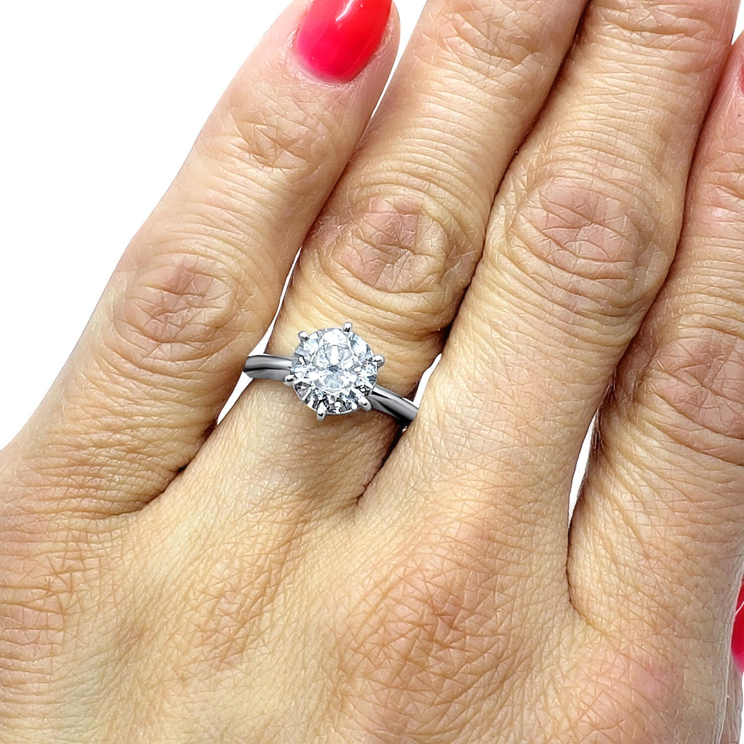 Pre-owned Swarovski Cz Cubic Zirconia Solitaire Ring 6 Prong 2 Carat Engagement 14k White Gold