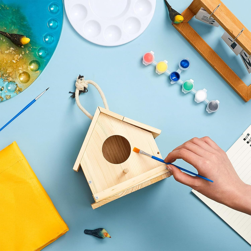 Wooden Birdhouse DIY Kit w/ Paint Brushes Kids Craft Feeder Se...