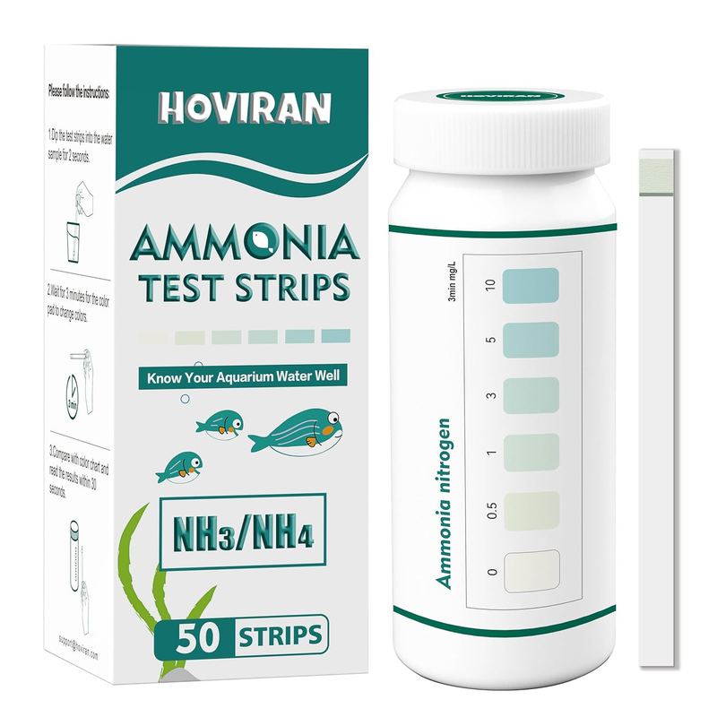 Ammonia Test Strips for Fish Tank, Ammonia Aquarium Test Strips for Saltwater &