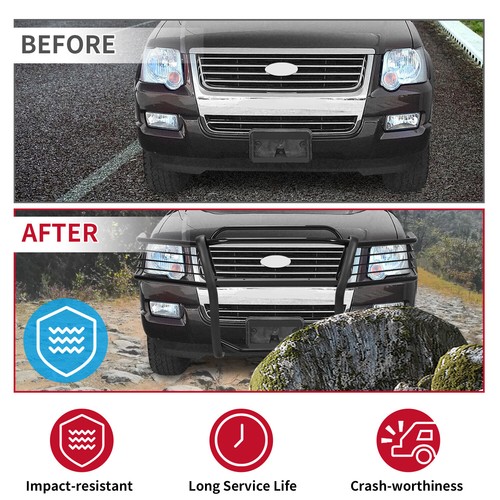 For 2006-2010 Ford Explorer Black Bumper Grille Brush Guard 4DR Powder coated