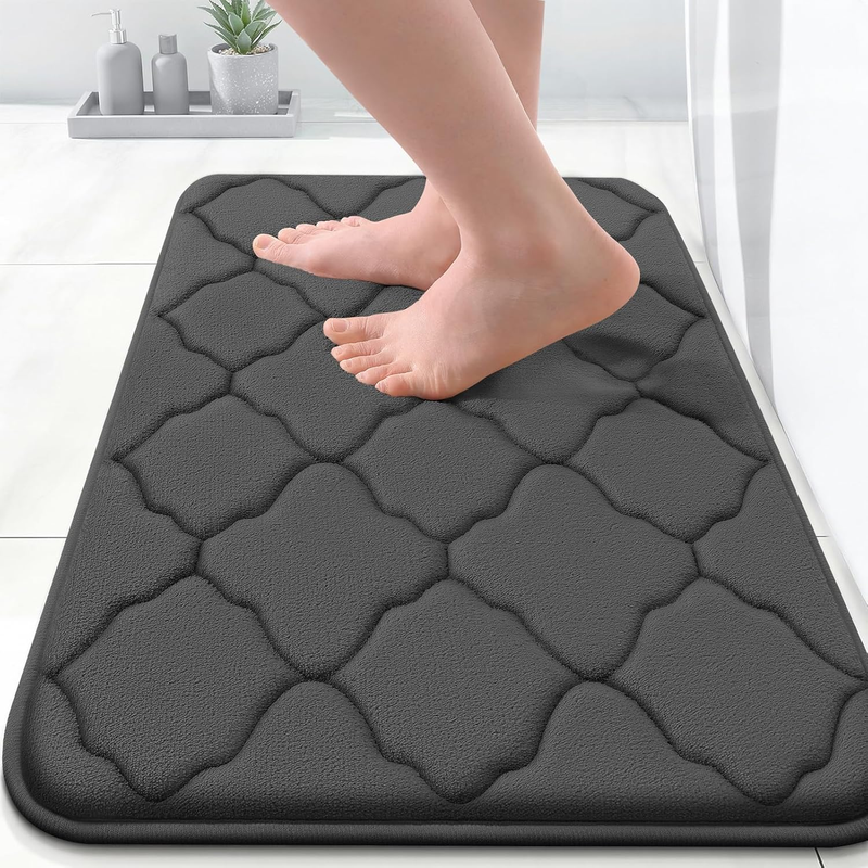 OLANLY Memory Foam Bath Mat Rug 24X16, Ultra Soft Bathroom Rugs, Black