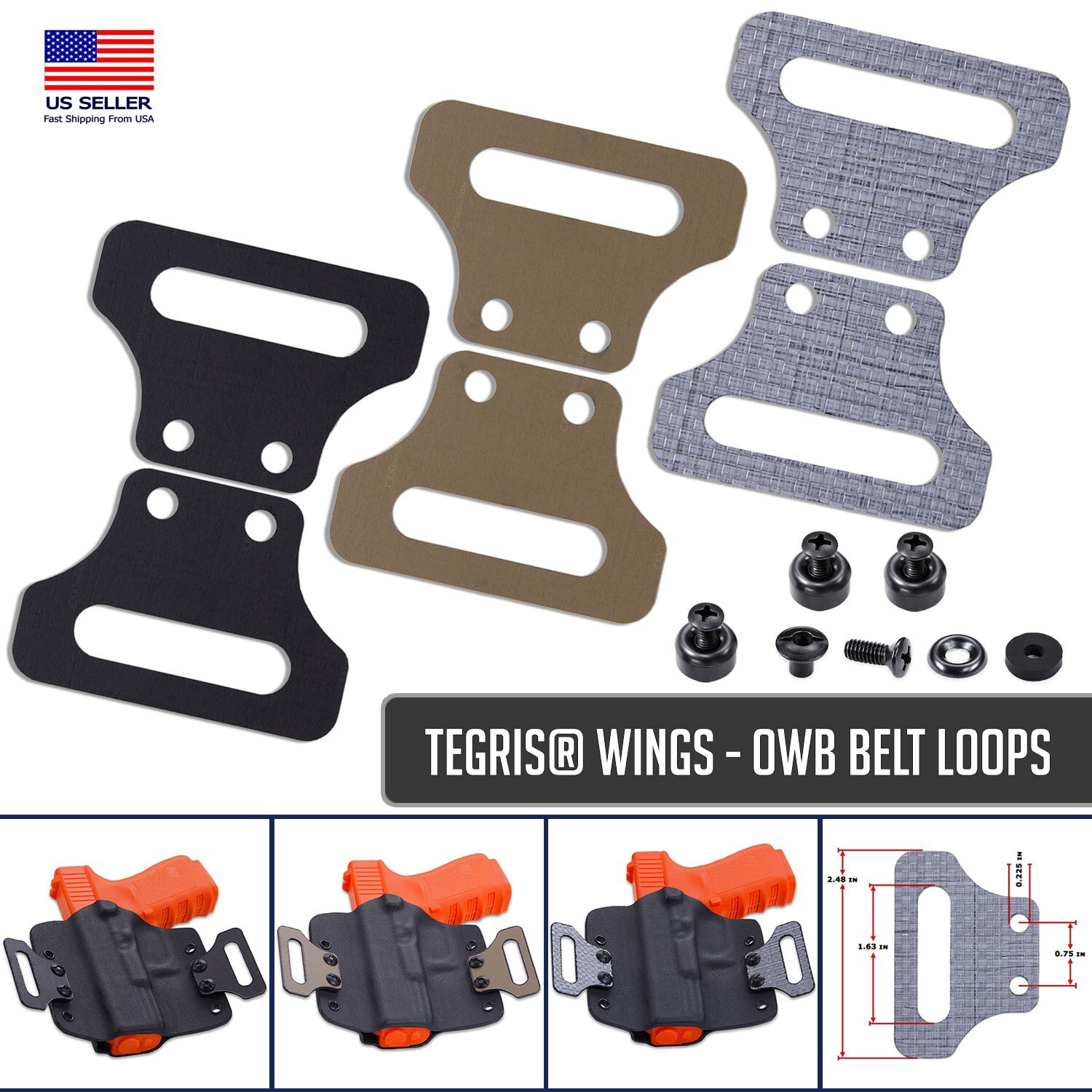 OWB Tegris Belt Loops for Holsters - Fit 1.50in & 1.75in Belts - Multiple Colors