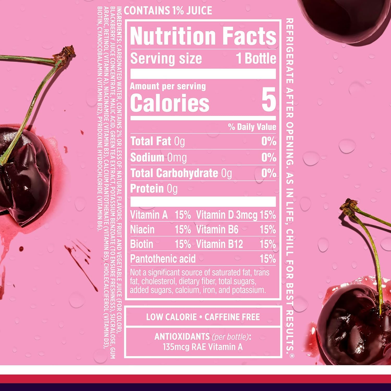 , Black Cherry Sparkling Water, Zero Sugar Flavored Water, with Vitamins and Ant