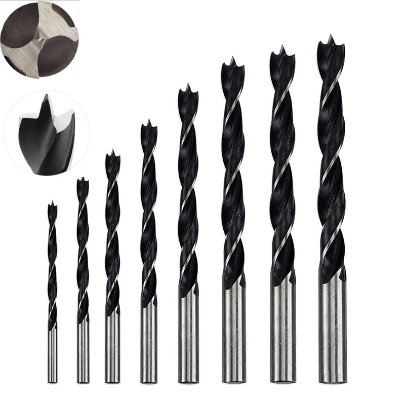 1/4" Wood Brad Point Drill Bit Set Woodworking Spur Point Wood Drill