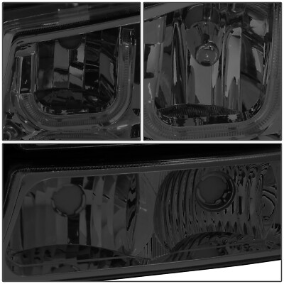 FOR 2003-2007 CHEVY SILVERADO DUAL LED DRL HEADLIGHTS BUMPER LAMPS SMOKED LENS