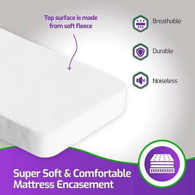 Cotton Mattress Encasement - Waterproof Zippered Closure - Bed Bugs Protector