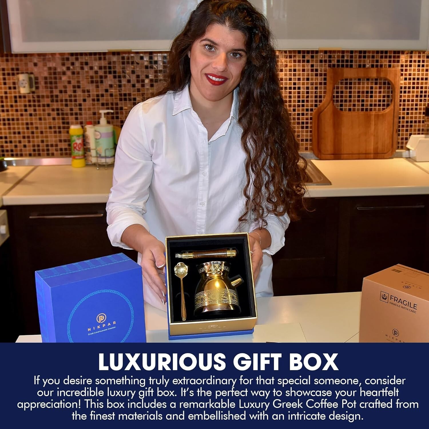 NIKPAR Luxury Greek Coffee Pot Macedonian Collection, Turkish Arabic Coffee Pot!