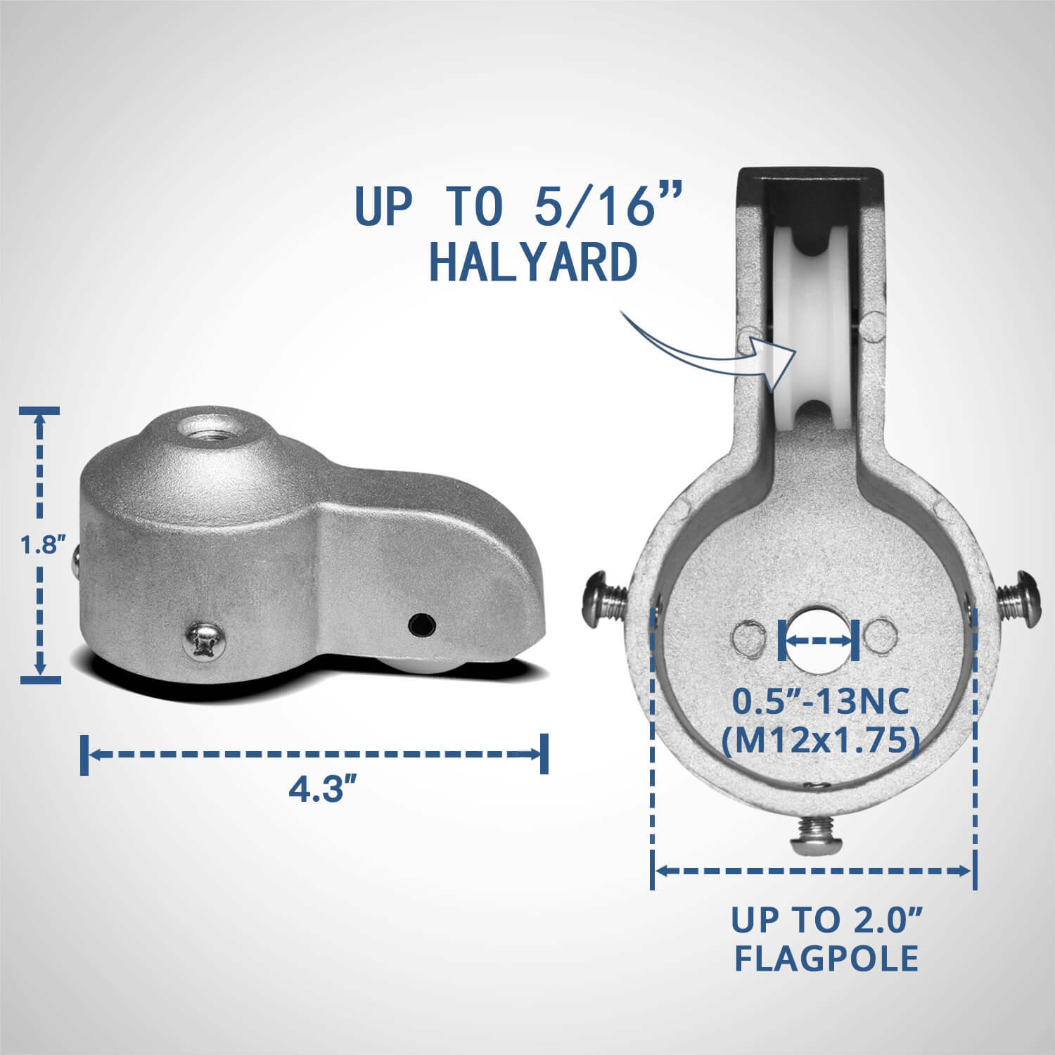 ​Anley Authentic FlagPole Truck with Nylon Pulley - Sliver Cast Aluminum Body