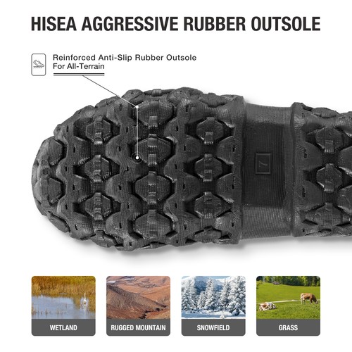 HISEA Men Neoprene Rain Boots Waterproof Insulated Hunting Fishing Mud Work Boot