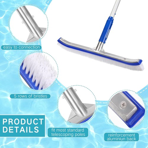 Professional Heavy Duty 18" Swimming Pool Floor Wall Cleaning Brush Head Tool