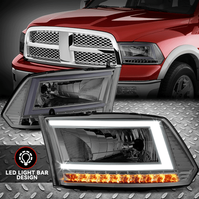 [Последовательный сигнал C-LED DRL] Для фар грузовика Dodge Ram 09-24 Дымчатый/прозрачный