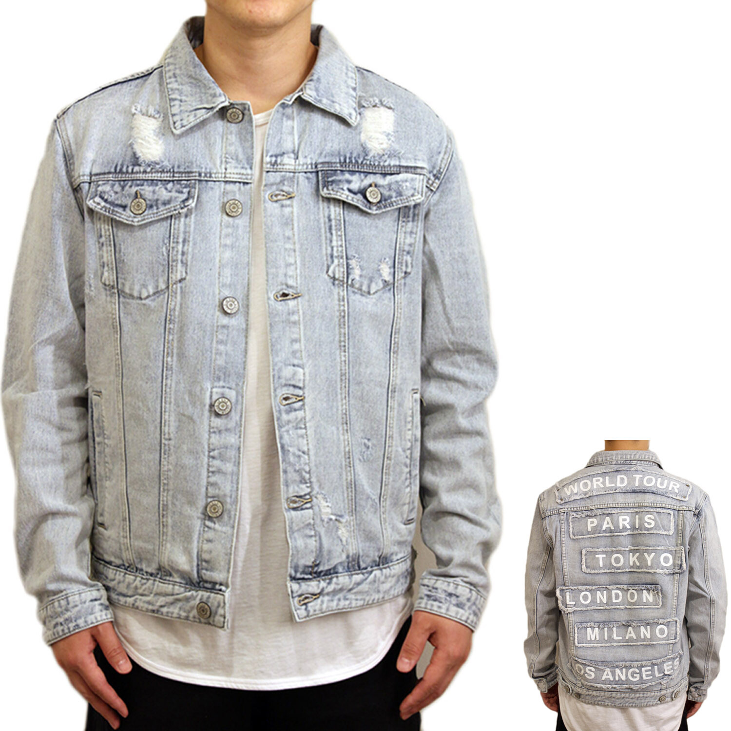 UX MEN S DISTRESS WASHED DENIM JEANS JACKET S 3XL FAST SHIP