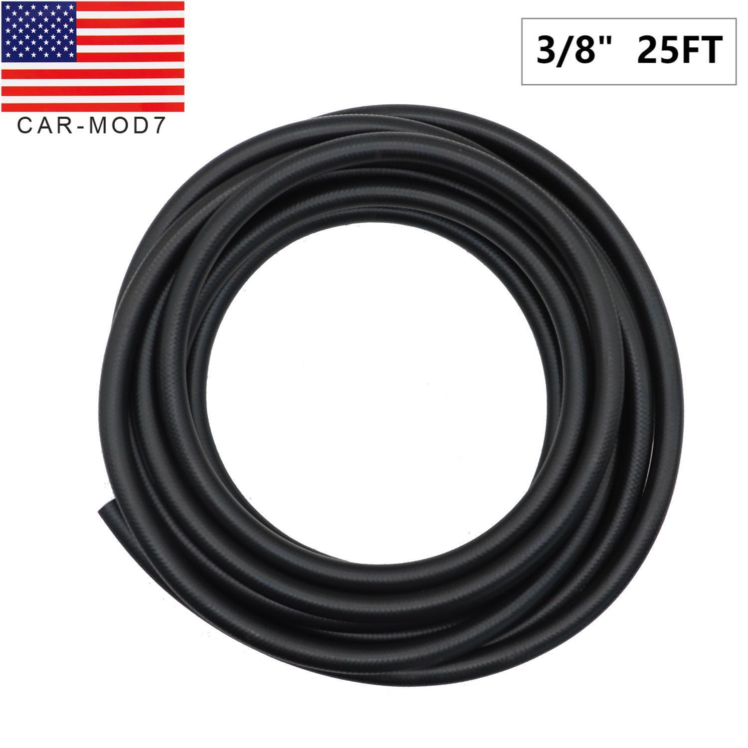 3/8 inch Fuel Hose Line Push Lock NBR Rubber SAE 30R7 25FT 300PSI Black