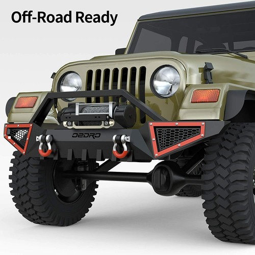 OEDRO Front Bumper for 1987-2006 Jeep Wrangler TJ & YJ w/ Winch Plate & D-Rings