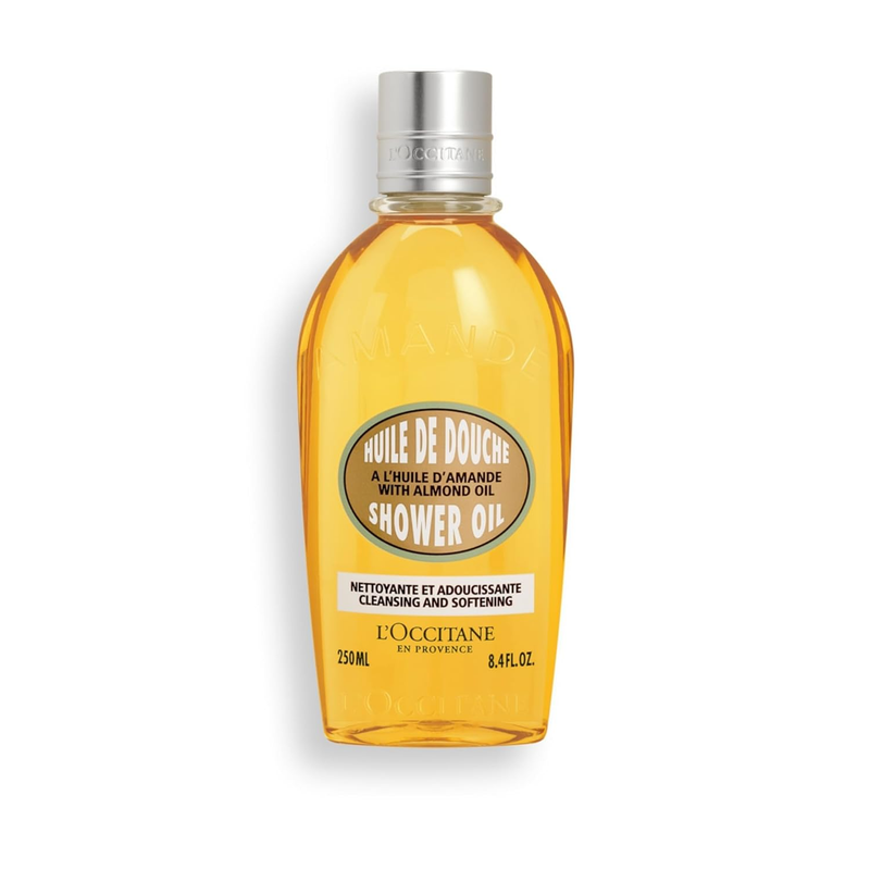 L'OCCITANE Cleansing & Softening Almond Shower Oil, Body Wash & Shaving Base Purifies & Smooths without Drying Skin, Milky Lather, Nourishing Skincare