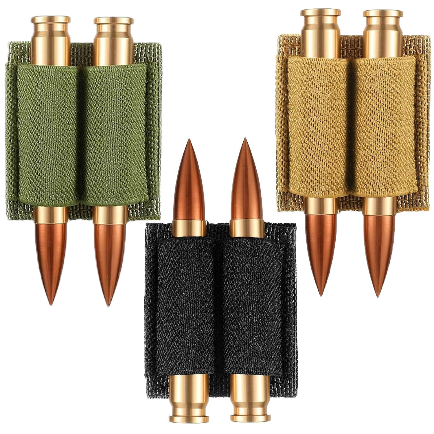 2 Pack Buttstock 2 Round Bullet Holder for Rifle 223 308 30-06 Ammo Holder Pouch