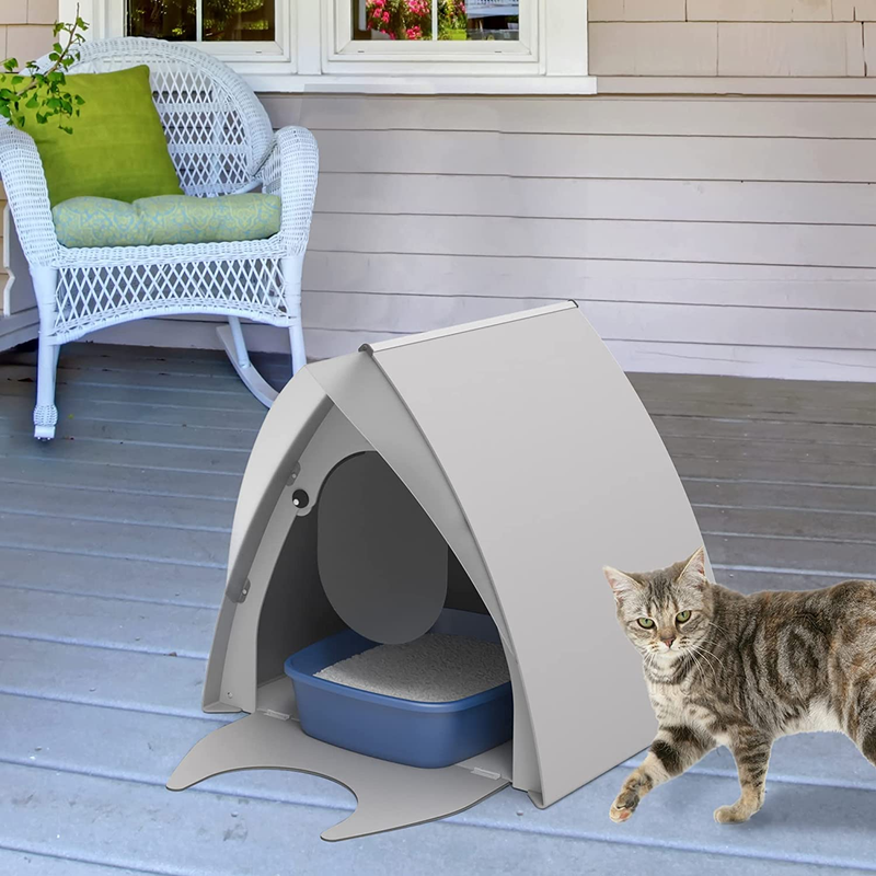 Pets Ruby Indoor/Outdoor Cat Box Enclosure, Cat Litter Box Furniture Hidden, Wat