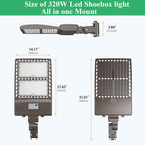 LED Parking Lot Shoebox Pole Lights 150W 200W 320W Street Area Flood Light 5000K