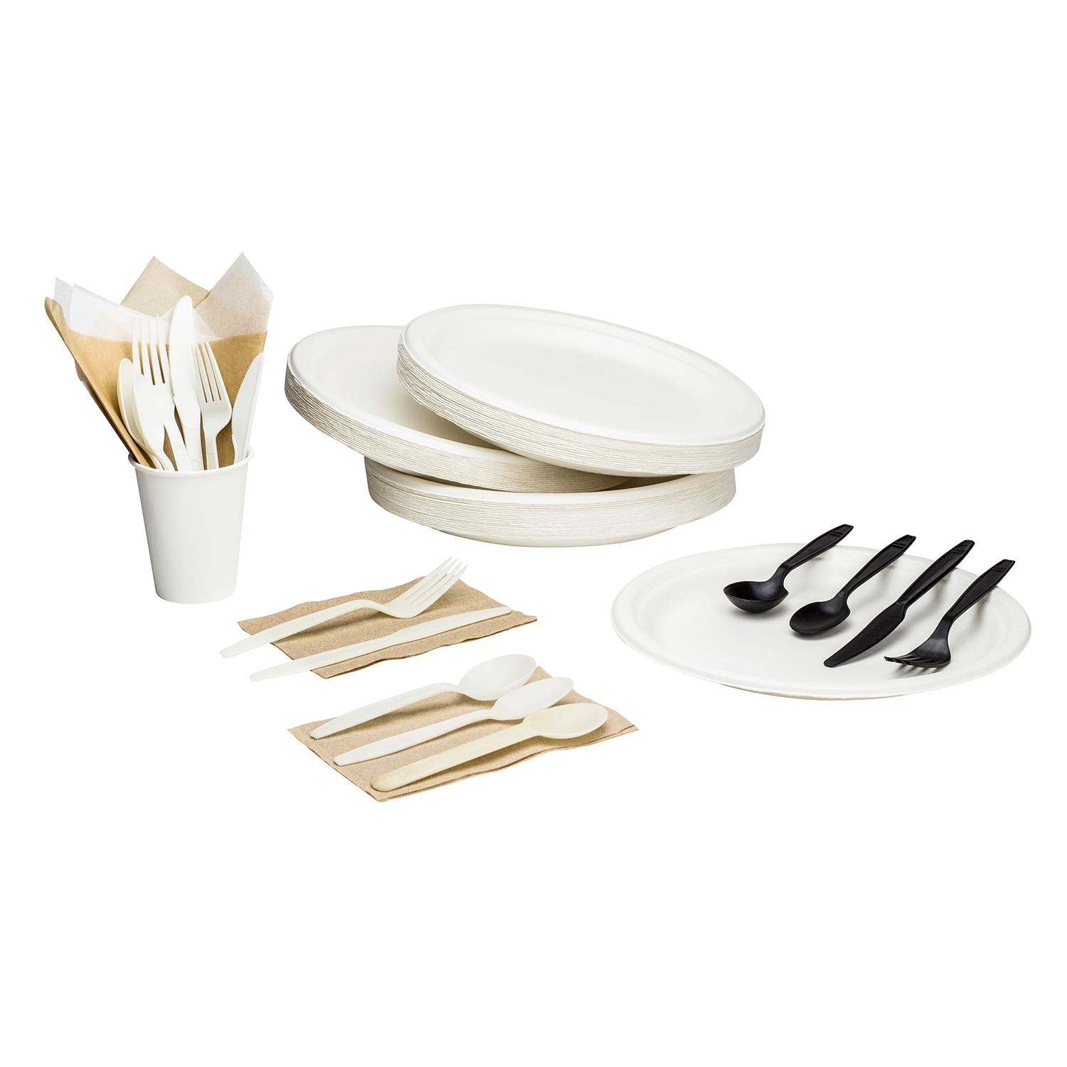 Karat Earth 10'' PFAS Free Bagasse Round Plates - 500 ct, KE-BPR10-1CFF