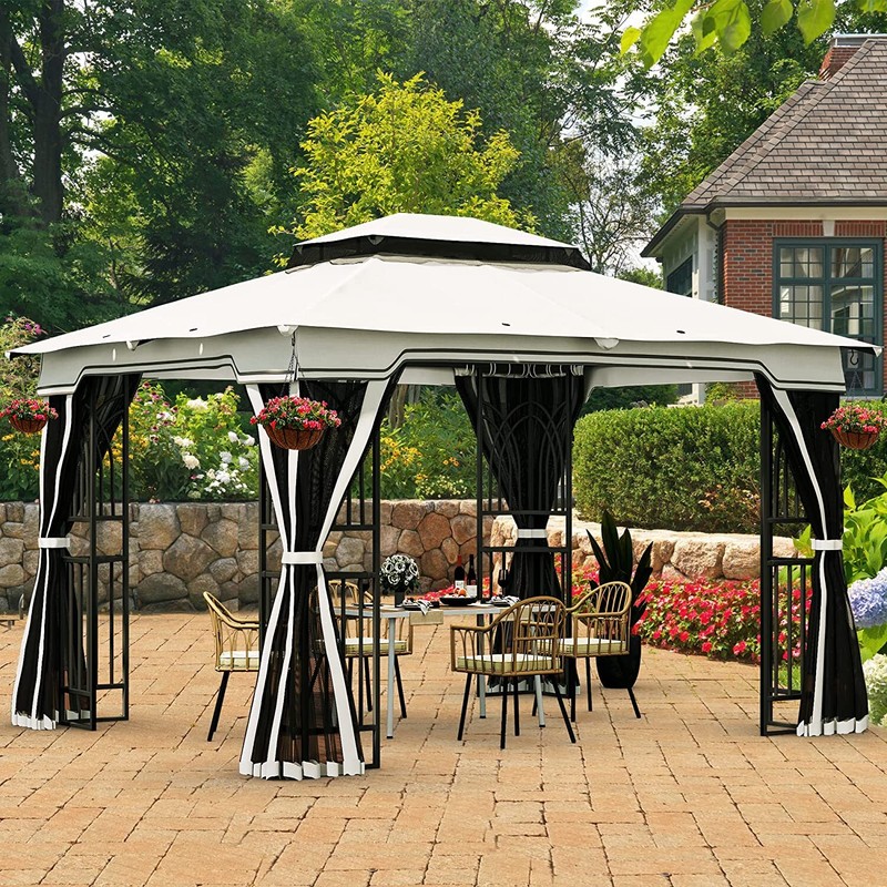 Patio Double Roof Top Gazebo Outdoor Wedding Party Tent Ventilat