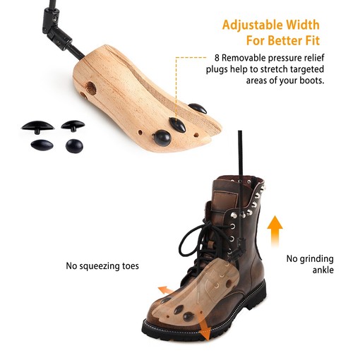 2PC Men Boot Stretcher Adjustable Width Shoe Shaper Wooden Boot Widener Expander