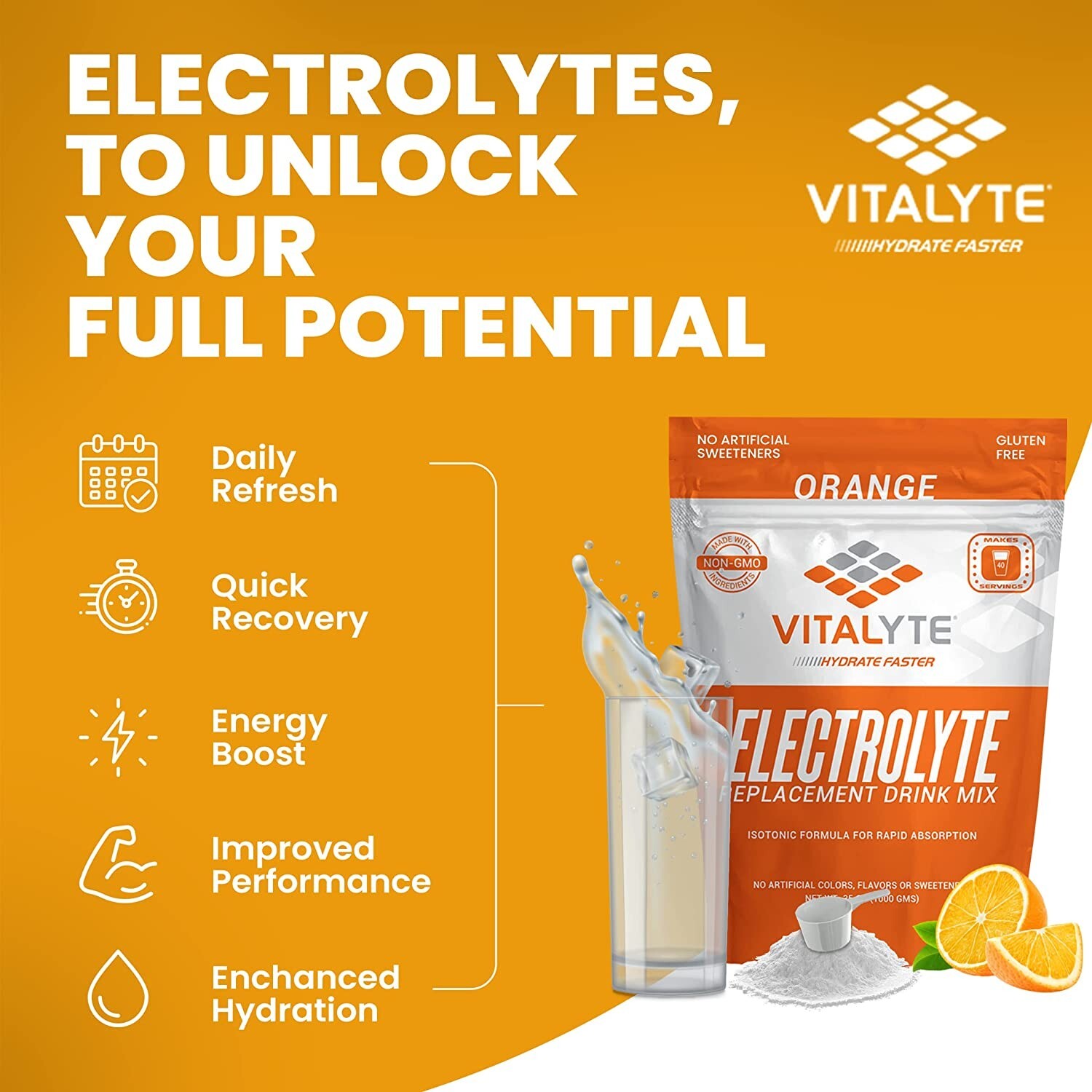 Electrolytes Powder, Drink Mix for Energy Boost & Recovery, Hydration Powder 2PK