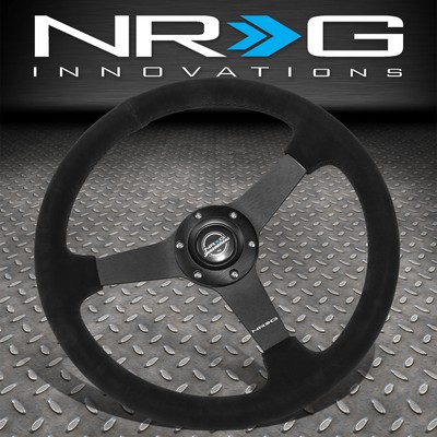 РУЛЕВОЕ КОЛЕСО NRG УСИЛЕННОЕ 350 ММ, 1 ГЛУБОКАЯ ТАРЕЛКА, ЗАМШЕВАЯ КОЖА, ЧЕРНЫЕ СПИЦЫ