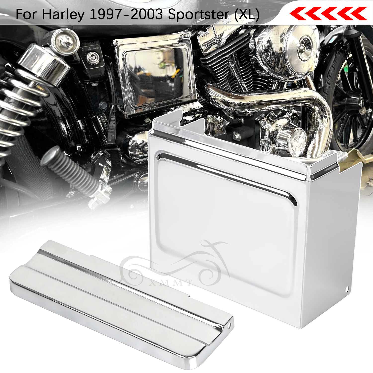 【初回限定】 Cover Battery Side Top Metal Chrome Kit Sportster Harley For パーツ