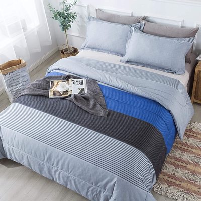 Stripe Comforter Set Twin Size 66X90 Inch 2 Pieces Gray and