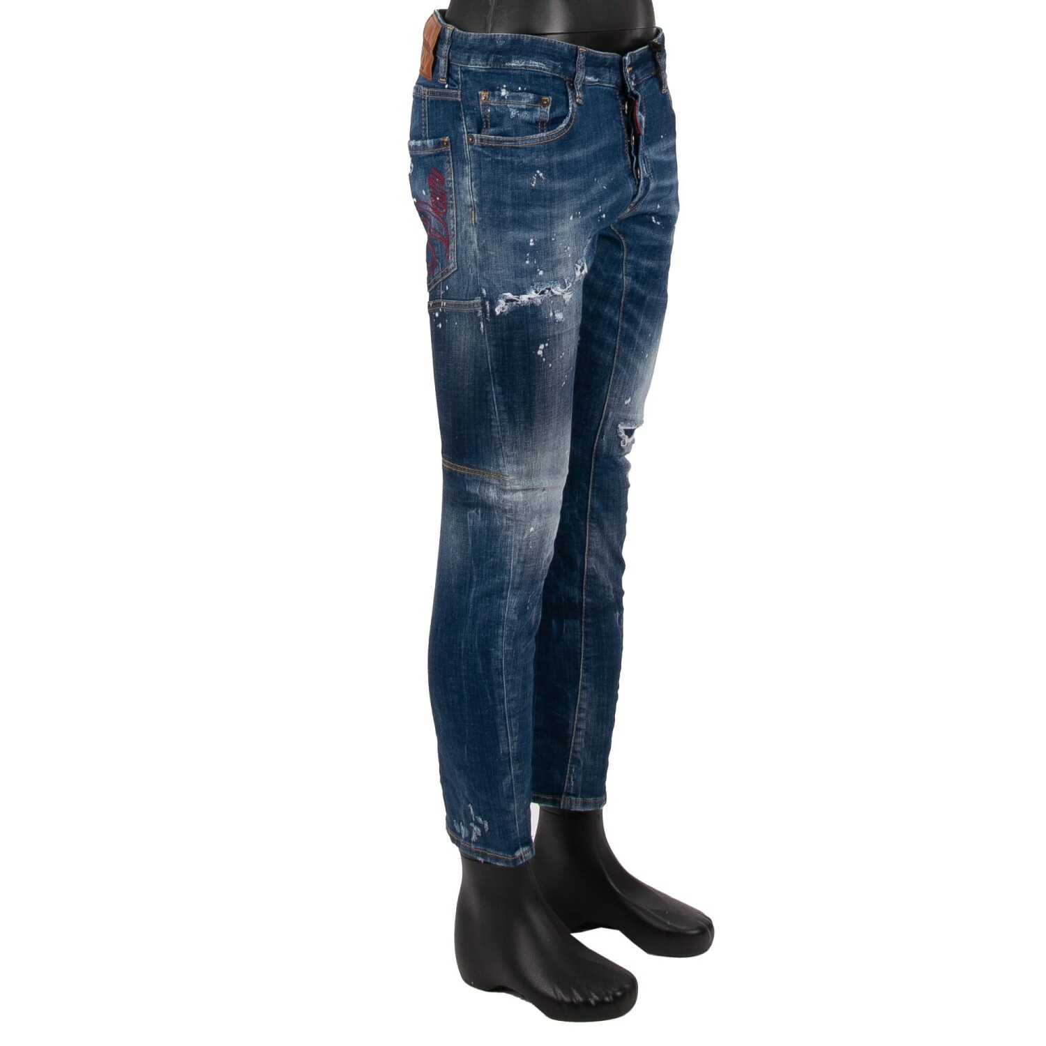 Pre-owned Dsquared2 Distressed Tidy Biker Jean Dan Dean Jeans Pants Skinny Blue 13652