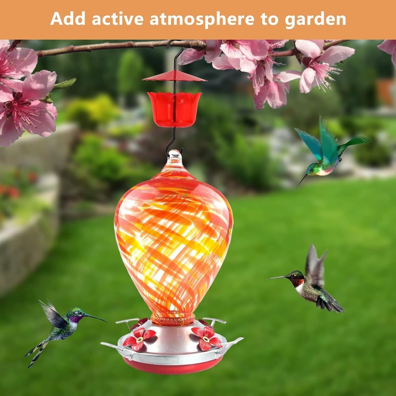 Ant Moat for Hummingbird Feeders, 8 OZ Red Flower Umbrella Hummingbird Feeder