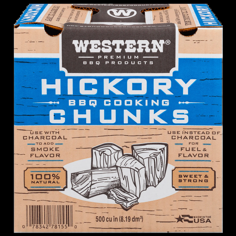 Premium BBQ Hickory BBQ Cooking Chunks, 500 Cubic Inches