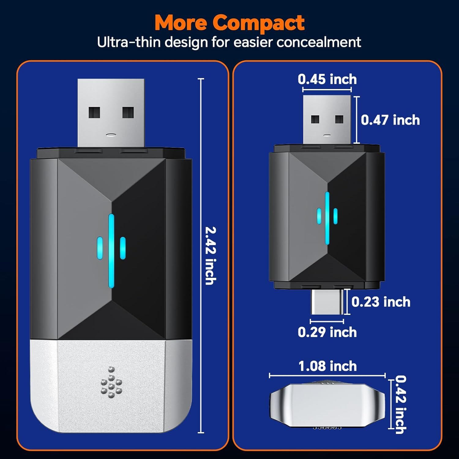 2 in 1 Wireless Carplay Adapter Android Auto Adapter USB Car Dongle Connect Box