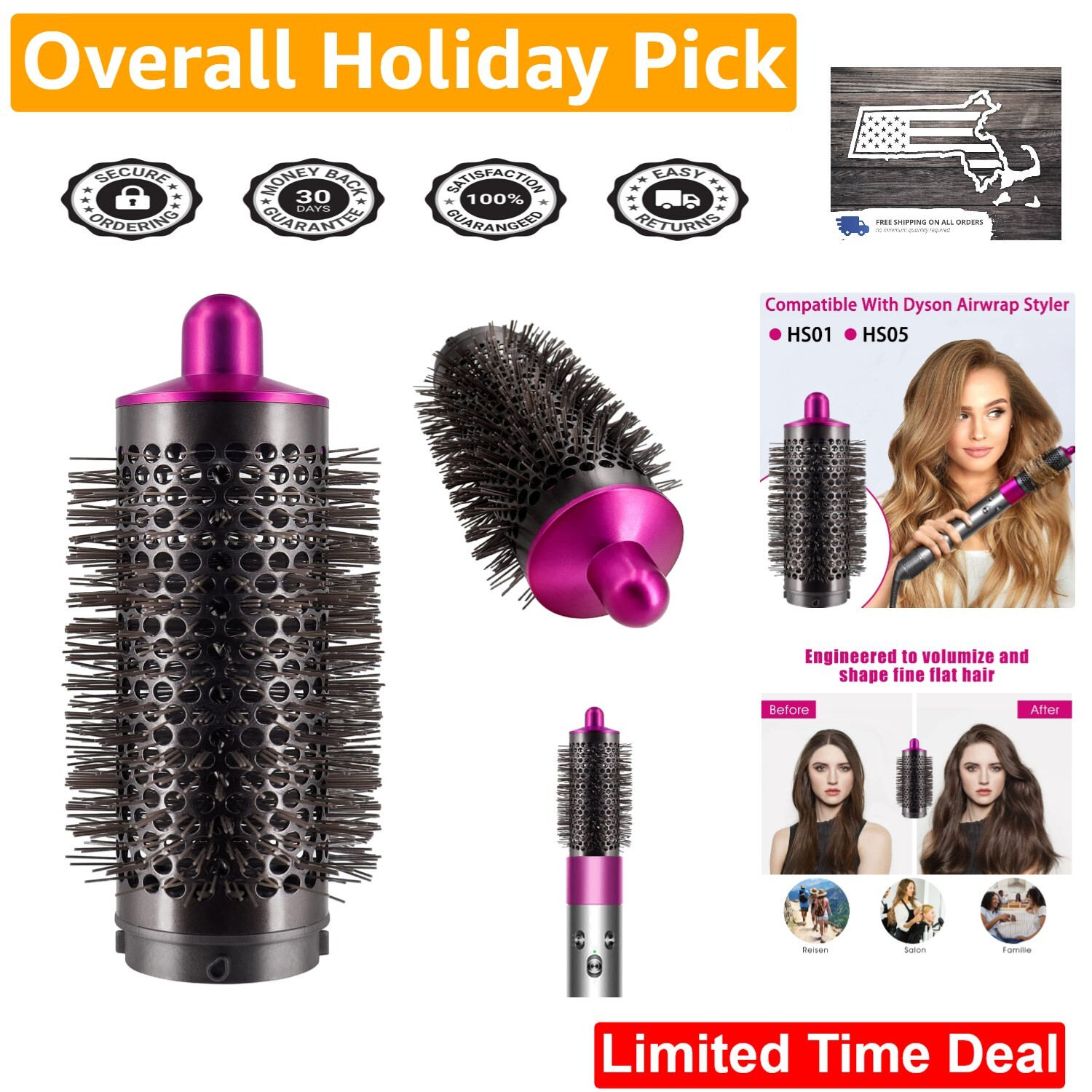 Dyson Airwrap Volumizing Brush - Lifts Roots, Shapes Hair