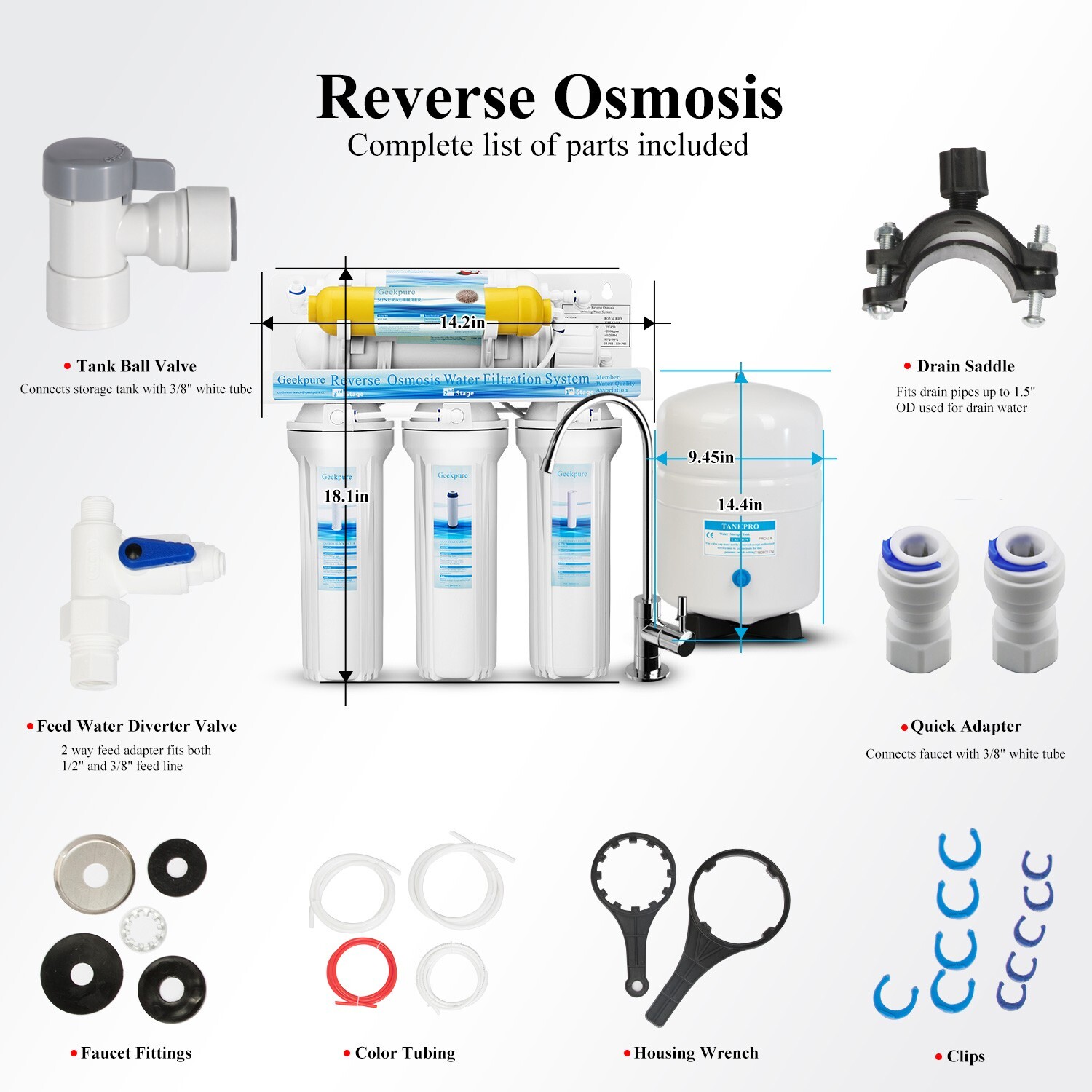 6 Stage Undersink Reverse Osmosis System Water Filter with Mineral Filter 75 GPD
