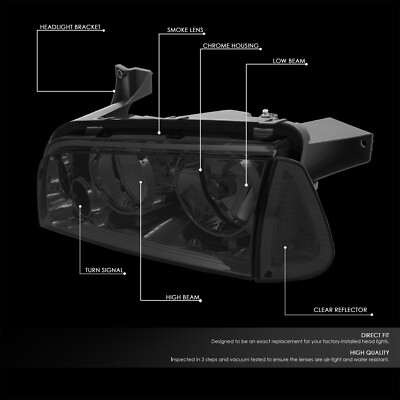 FOR 2006-2010 DODGE CHARGER LX OE STYLE SMOKED CLEAR SIDE HEADLIGHT LAMPS+TOOLS