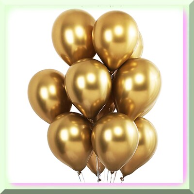 Golden Glow Balloons - 5" Metallic Helium Balloons for Birthday, Baby Shower, We
