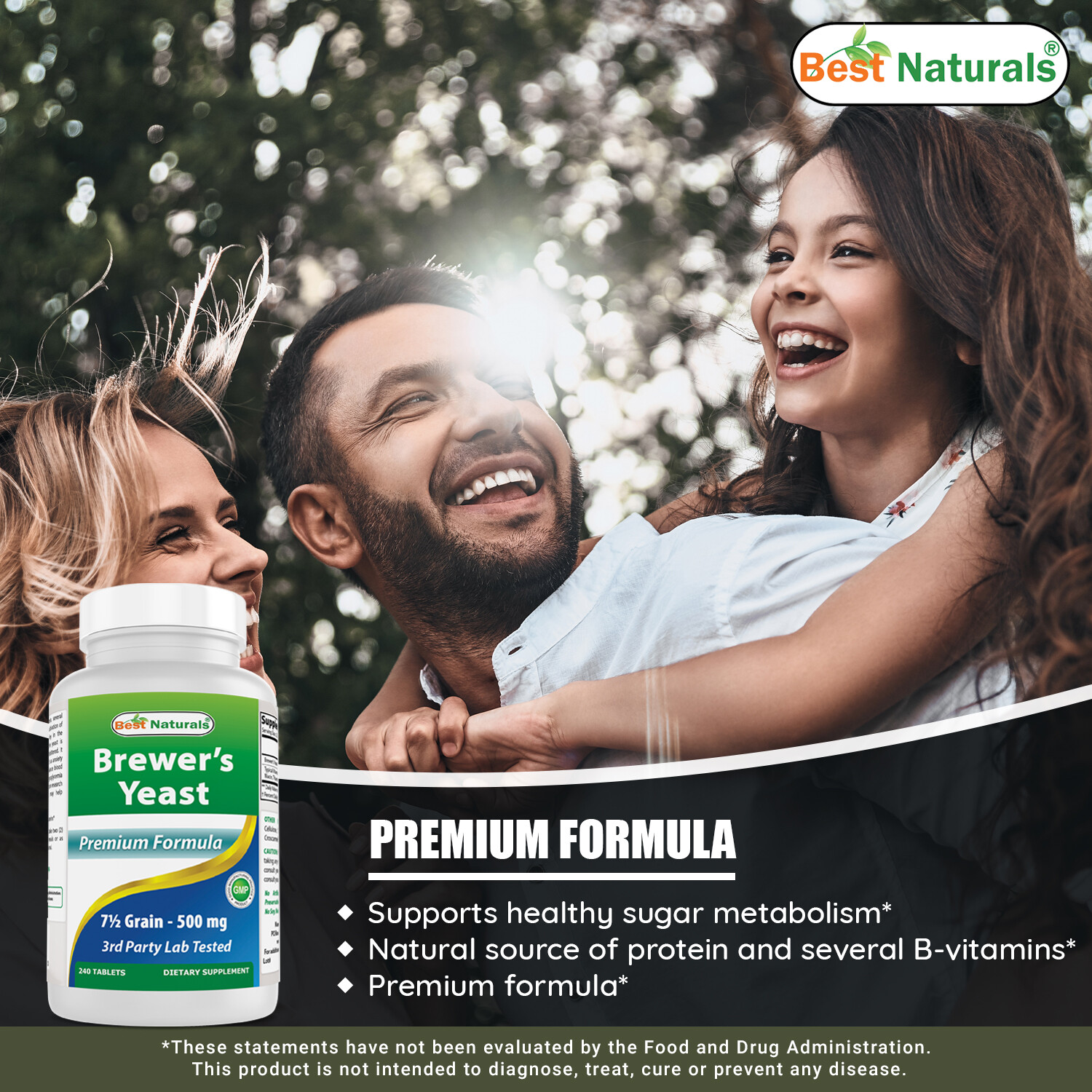 2 Pack Best Naturals Brewers Yeast 7-1/2 Grains  1000 mg 240 Tablets 