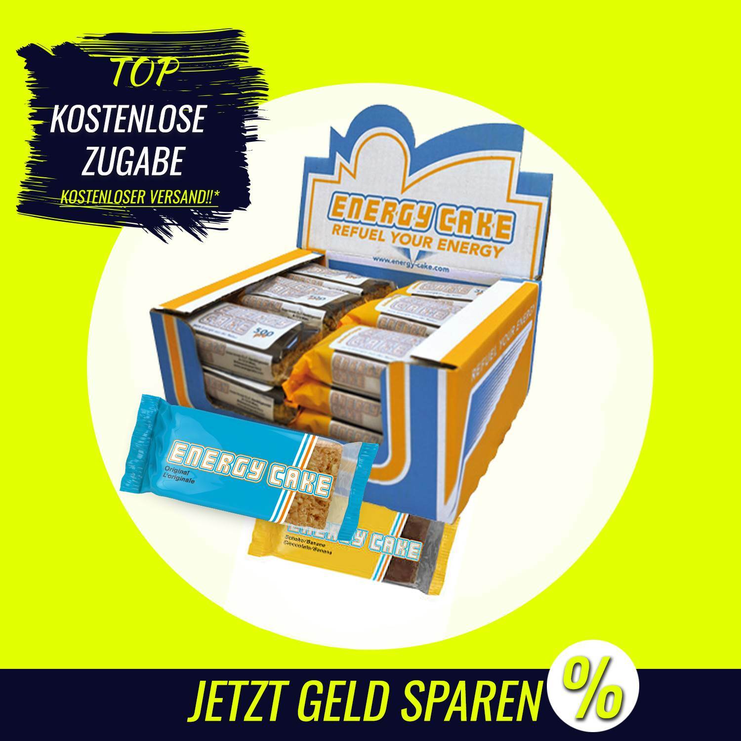 Energy Cake - Energieriegel - 24x 125g Riegelbox - Haferflocken, Pektin B0