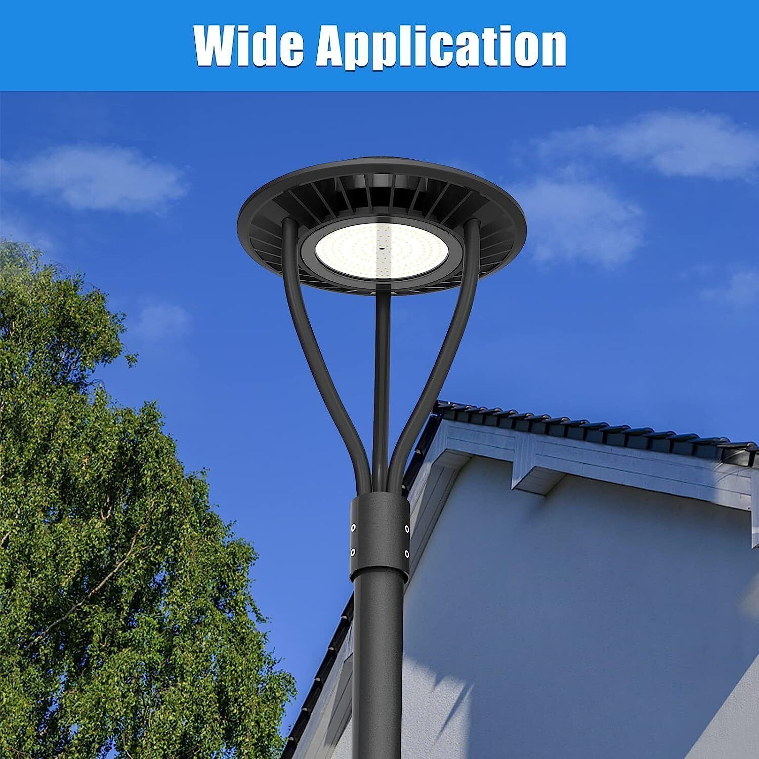 KUKUPPO Led Post Top Light 150W Dusk to Dawn Outdoor Circular Pole Area Lighting