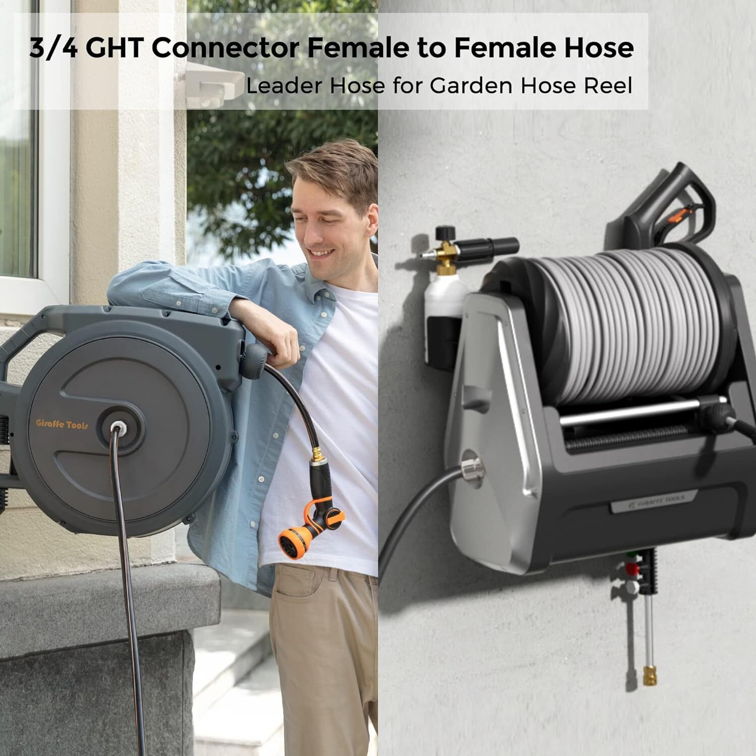 Giraffe Tools Water Leader Hose Custom Length Rubber Garden Hose 5/8" xAll Sizes