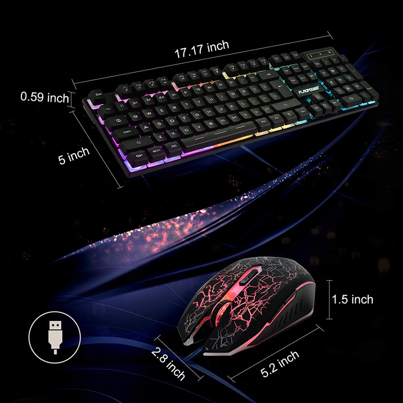 RGB Gaming Keyboard and Breathing Mouse Combo, Mechanical Feeling Keyboard