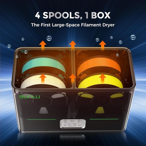 SUNLU S4 Filament Dryer Box with 3 Fan Max 4*1KG Spools 1.75/2.85/3mm  ABS/PETG