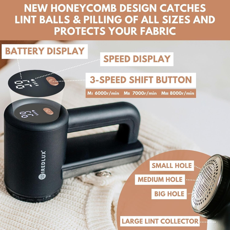 Rechargeable Fabric Shaver - Electric Lint Remover for Clothes & Couch - Adjusta
