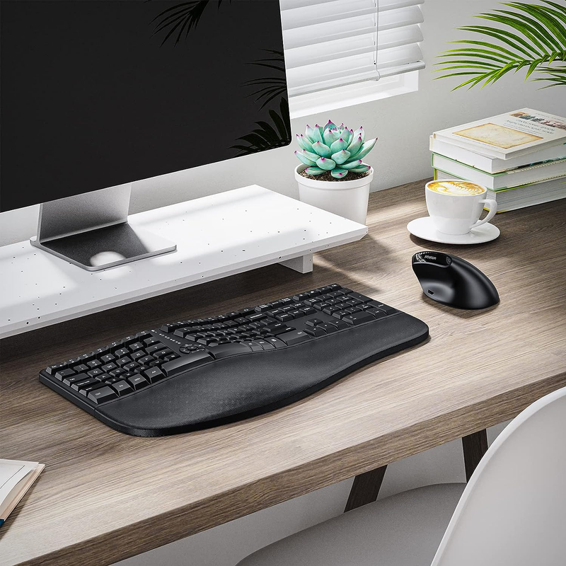 MEETION Ergonomic Wireless Keyboard and Mouse, Ergo Keyboard with Vertical Mouse