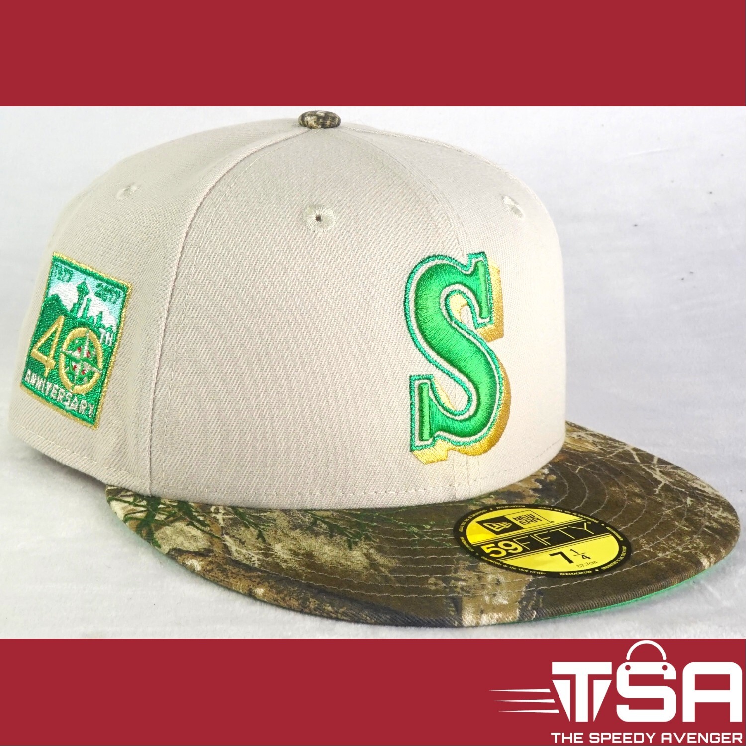 Seattle Mariners 7 1/4 METALLIC REAL TREE New Era Fitted Hat Cap Prociety