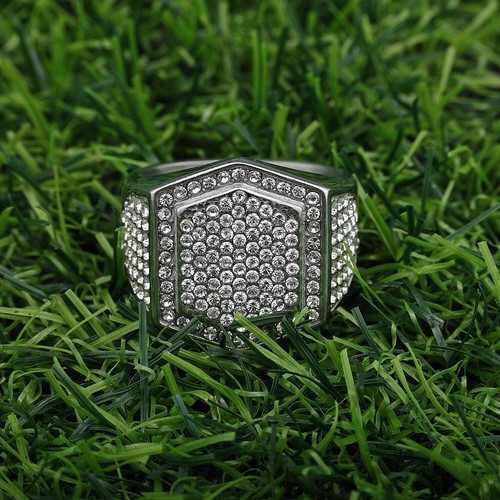 Men HQ Gold/Silver Plated Rectangle Dome Side Cubic-Zirconia Ring Gift Sizes7-13